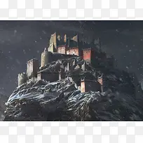 山顶上的城堡插画