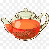 橙色简约茶壶装饰图案