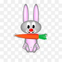卡通兔子开心的托着胡萝卜