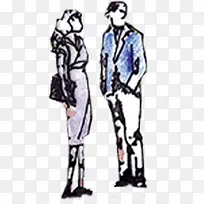 守护创意漫画交谈的男女