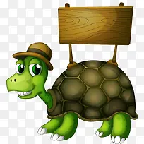 矢量卡通背着木板的乌龟