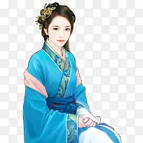 蓝衣忧郁女子