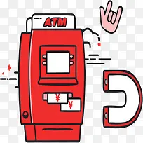 红色ATM机PNG素材
