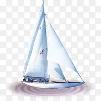 创意合成海上的白色帆船