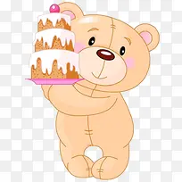 抱着蛋糕的可爱小熊