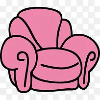 卡通矢量单人粉色沙发