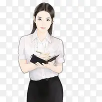 手绘教师秘书美女