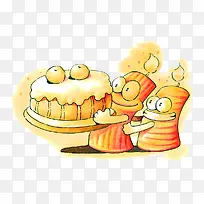 蜡烛人抱着生日蛋糕的图片