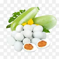 白色腌制鸭蛋蔬菜食材