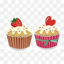 草莓爱心纸杯蛋糕