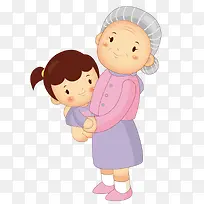 奶奶抱着孙女