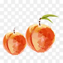 水彩红色桃子