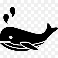 鲸鱼的海洋哺乳动物侧视图图标