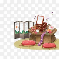 古代化妆台插画