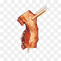 棕色筷子夹东坡肉