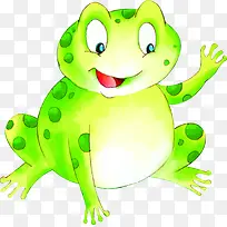 创意手绘扁平绿色的小青蛙