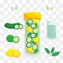 矢量柠檬薄荷水