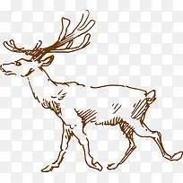 圣诞节手绘棕色麋鹿
