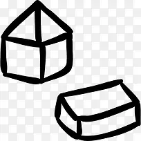 立方体的手绘玩具形状图标