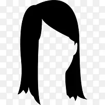 女性的长发和侧刘海图标