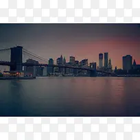 黑红色夕阳大桥海面