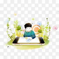 玩手机的男孩