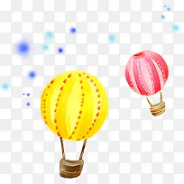 手绘粉黄色氢气球装饰