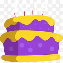 卡通紫色新年蛋糕