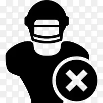橄榄球运动员关闭和删除十字标志图标