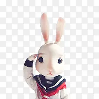学生装扮小兔子
