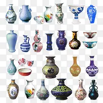 中国古代青花瓷花瓶素材