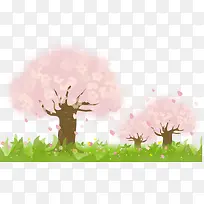 春天粉色茂密大树