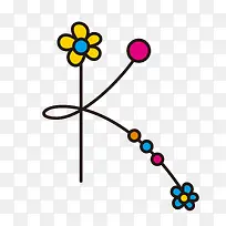 花朵字母设计矢量图K