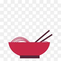 红色扁平碗筷
