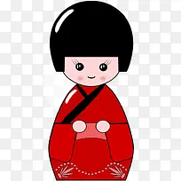 红色衣服的卡通日本女孩
