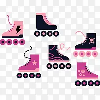 矢量图粉色溜冰鞋