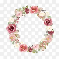 美丽的水彩玫瑰花环