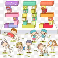可爱小孩矢量图