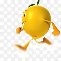 可爱奔跑的黄色橙子
