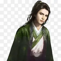 绿衣帅气古风手绘男子