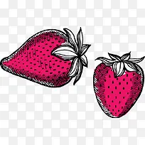 卡通矢量手绘水果红草莓