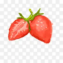 手绘水彩水果插画新鲜草莓插图