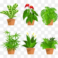 矢量手绘绿色植物