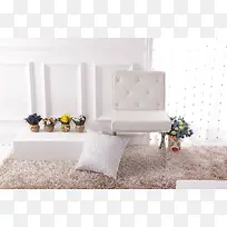 家具室内场景椅子花卉盆栽