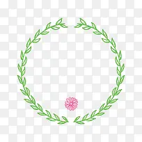 卡通绿色叶子花环矢量图