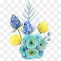 彩色手绘的花朵植物