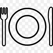 盘子和餐具的轮廓图标