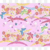 日式蝴蝶花朵图案