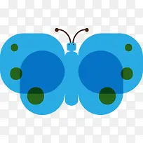 可爱蓝色蝴蝶图标矢量图