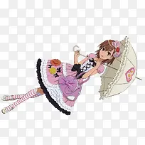 打伞的卡通小女孩
